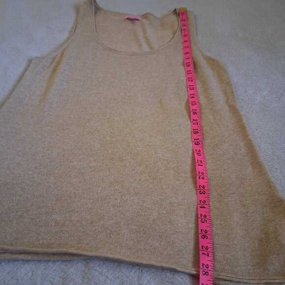 Lilly Pulitzer Women's Large Gold Metallic Linen Blend Lightweight Knit Tank Top - Picture 13 of 13